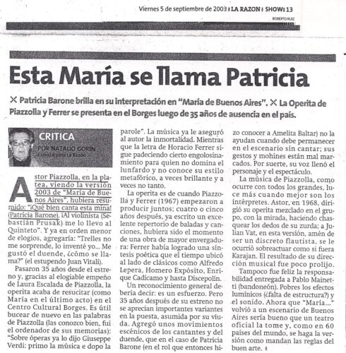 4. Esta María se llama Patricia (La Razón 2003)